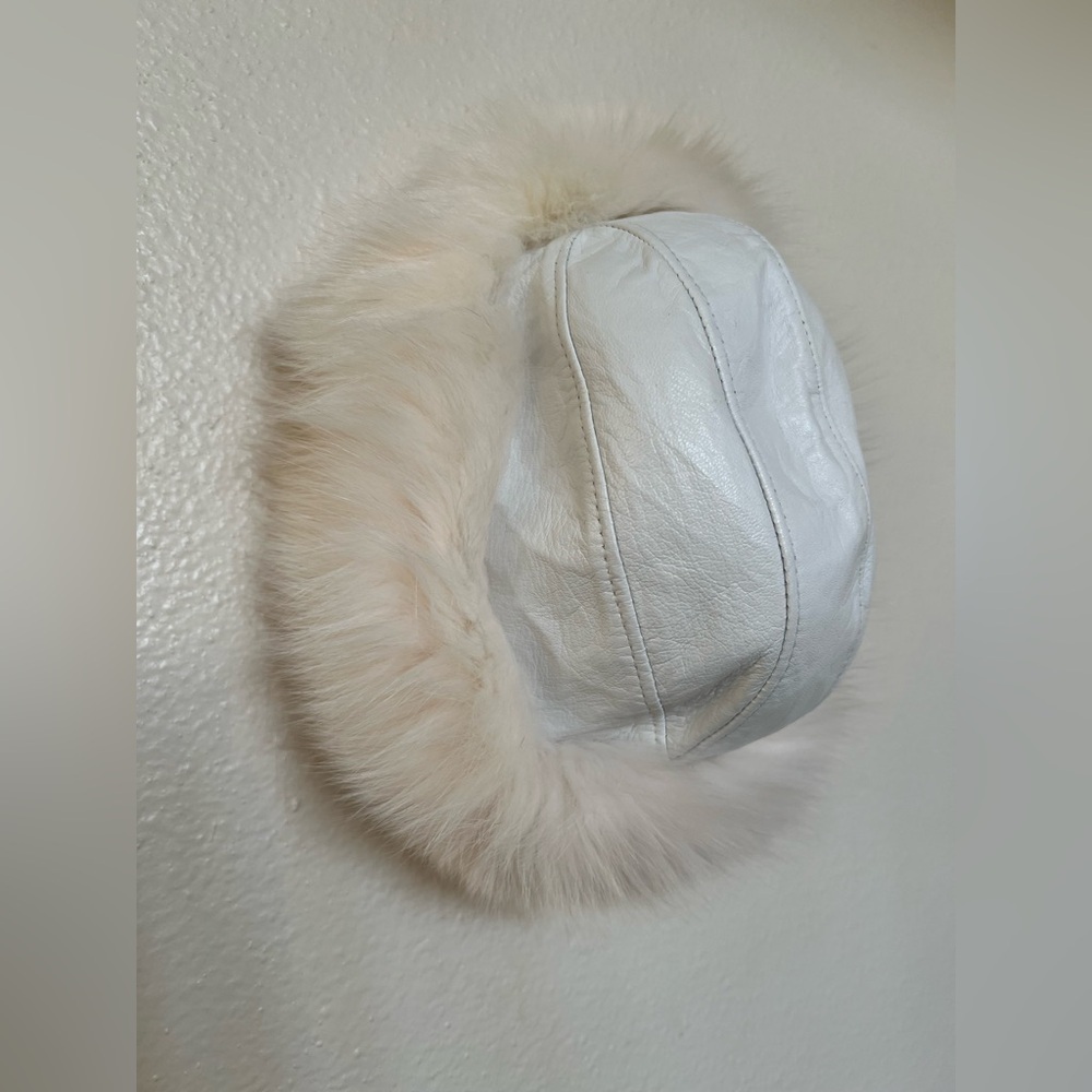 Vintage ABC Furs White Leather Fox Fur Hat - Picture 7 of 9